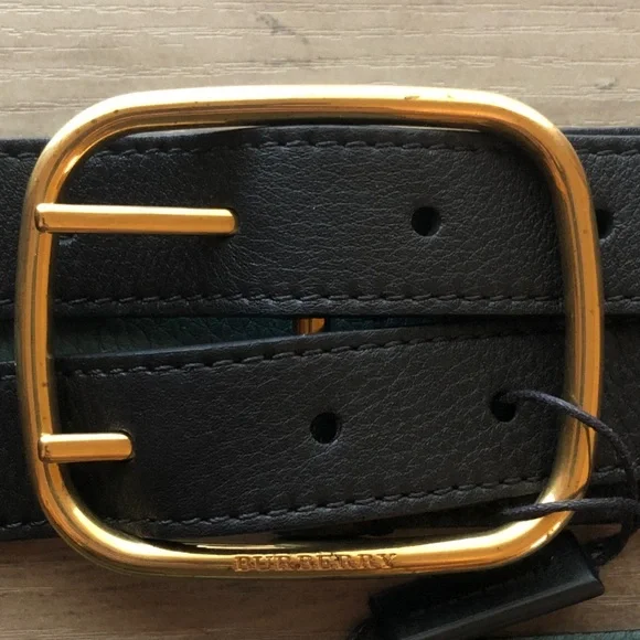 NWT Burberry Lynton Reversible Leather belt (black/ sea  display picture 1